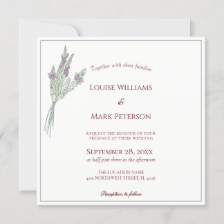 Convite para Casamento de Lavandas Elegante Simple