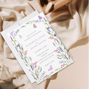Convite para Casamento de Lavandas Floral Elegante