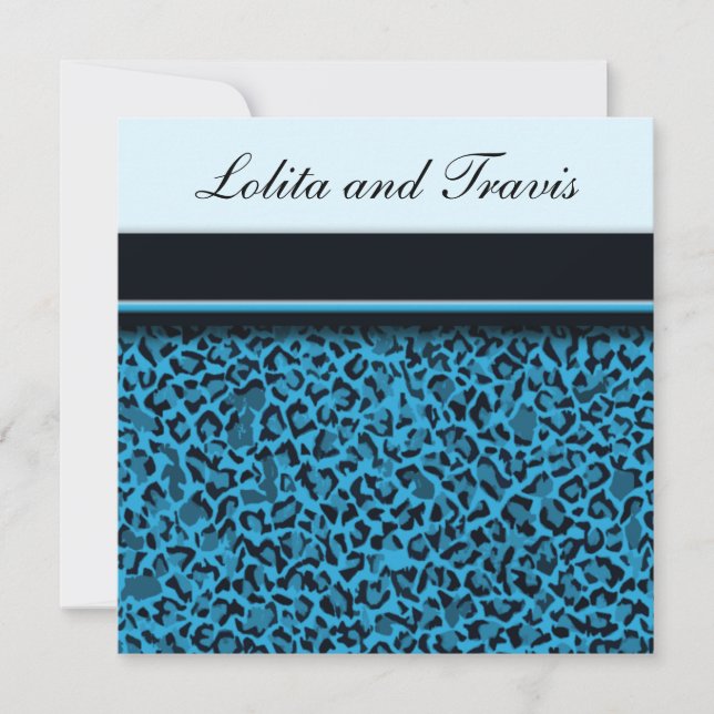 Convite para Casamento de Leopardo Azul (Frente)