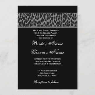 Convite para Casamento de Leopardo Branco de Cinza