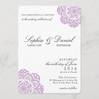 Convite Para Casamento De Lilac Purple Lace Doily