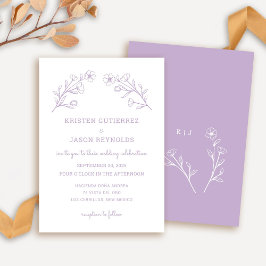 Convite para Casamento de Lilac Wildflower