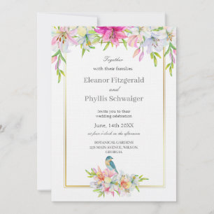Convite para Casamento de Lily Bird Watercolor