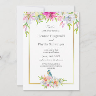 Convite para Casamento de Lily Bird Watercolor