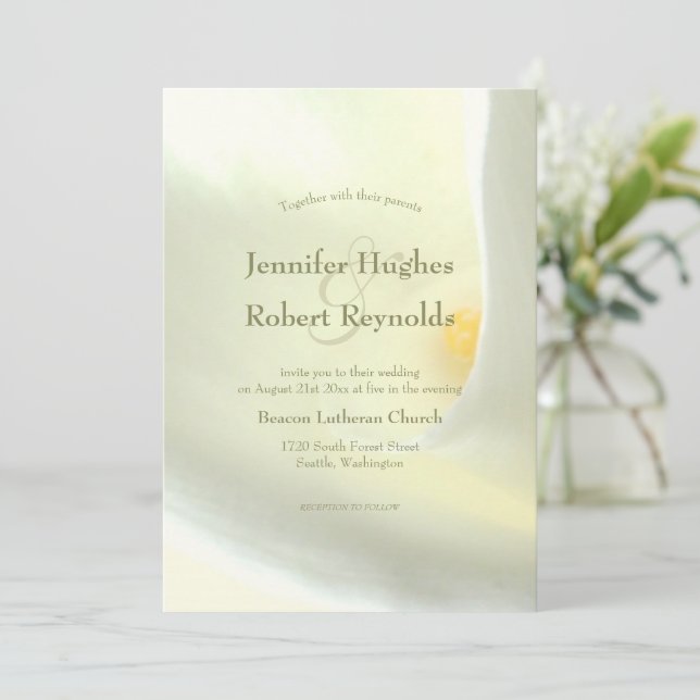 Convite para Casamento de Lily, Calla Branca Elega (Em pé/Frente)