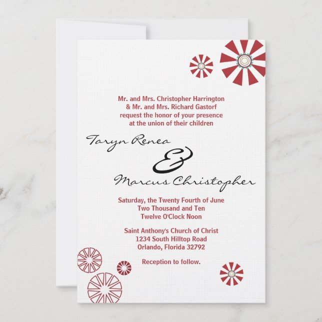 Convite para casamento de Linen de Flor de Disco R (Frente)