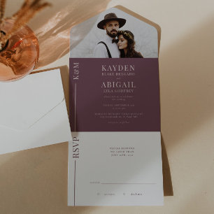 Convite para Casamento de Linha Limpa Mauve