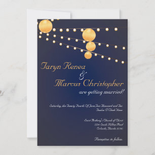 Convite para Casamento de Linn Azul - Papel Lanter
