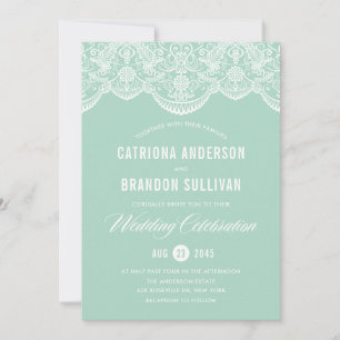 Convite para Casamento de Locais de Mint Brocade