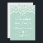 Convite para Casamento de Locais de Mint Brocade<br><div class="desc">Padrão de rendas de brocadas elegantes e caprichosas. Outras cores e itens correspondentes estão disponíveis.</div>