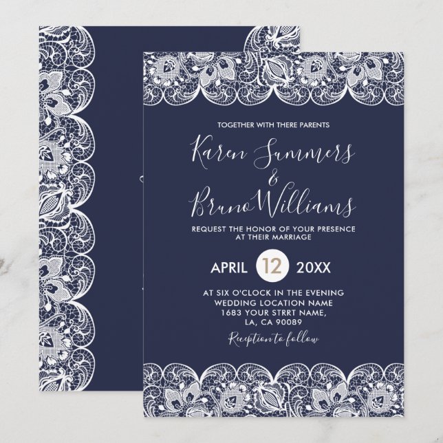Convite para Casamento de Locais de Vintagem Branc (Frente/Verso)