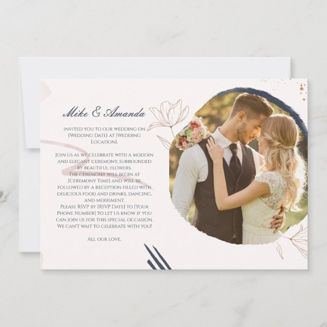 Convite para Casamento de Locais Florais Modernos  (Frente)