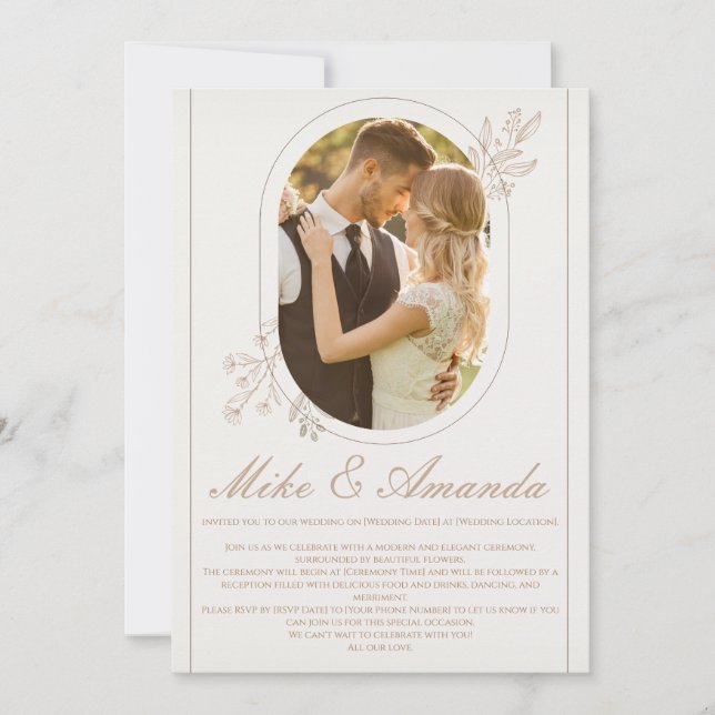 Convite para Casamento de Locais Florais Modernos  (Frente)