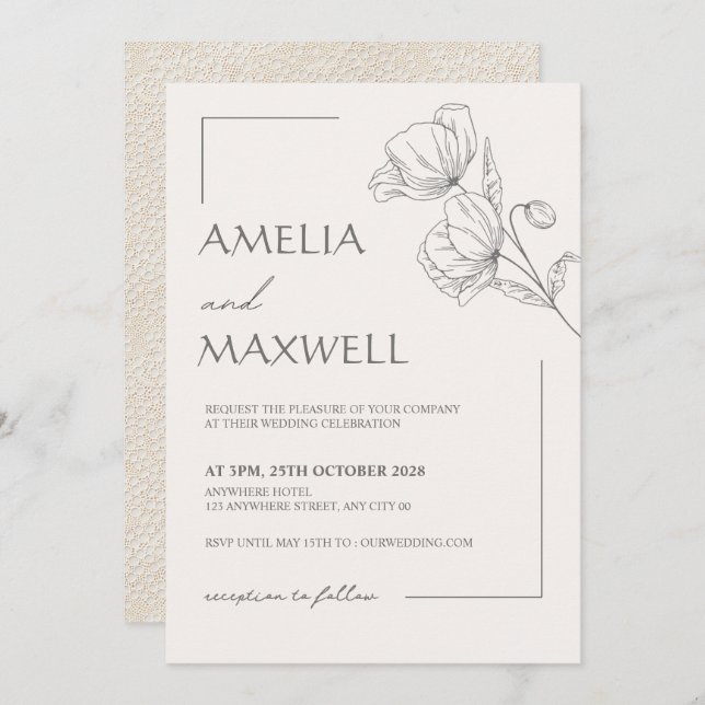 Convite para Casamento de Local de Elegância Beige (Frente/Verso)