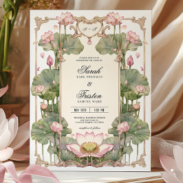Convite para Casamento de Lotus Asiático Elegante