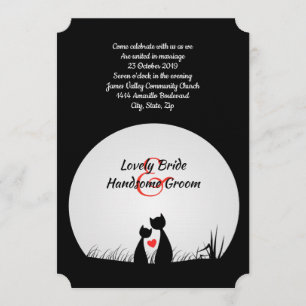 Convite para Casamento de Lua Branca Negra