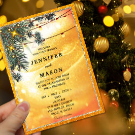 Convite para Casamento de Luzes Amber Rustic