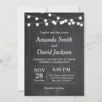 Convite para Casamento de Luzes de Corda de Quadro