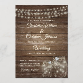 Convite para Casamento de Luzes de Mason do País R