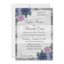 Convite para Casamento de Madeira com Rosas Rústic