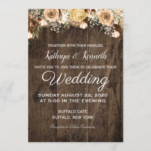 Convite Para Casamento De Madeira De Pássaros Rúst