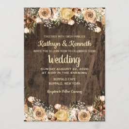 Convite Para Casamento De Madeira De Pássaros Rúst