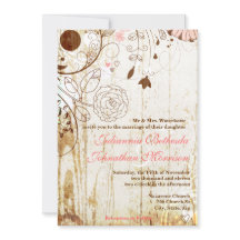 Convite para Casamento de Madeira Floral Chique Vi