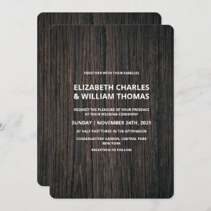 Convite para Casamento de Madeira Texturizado Russ