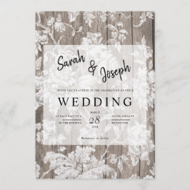 Convite para casamento de madeiras rústicas românt