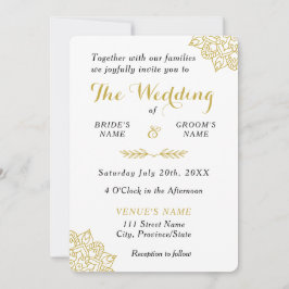 Convite para Casamento de Mandala de ouro