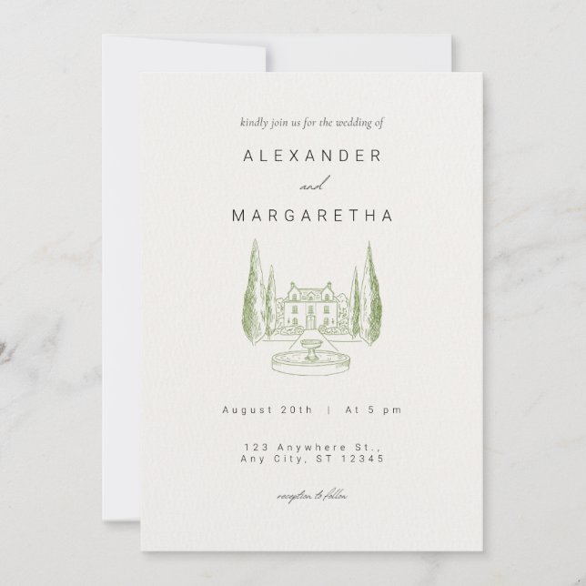 Convite para Casamento de Manor Elegante (Frente)