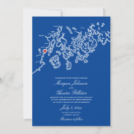 Convite para Casamento de Mapa Camden Maine - Peno