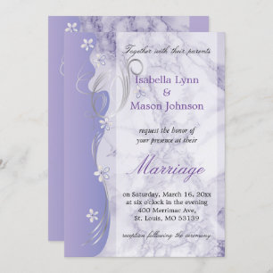 Convite para Casamento de Marble Lavanda Bonita