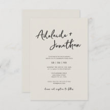 Convite para Casamento de Marfim minimalista moder