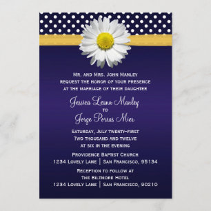 Convite para Casamento de Margarida Azul e Amarelo