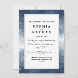Convite para Casamento de marinho Azul-Cria com Do