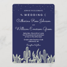 Convite para Casamento de Marinho de Cactus Modern