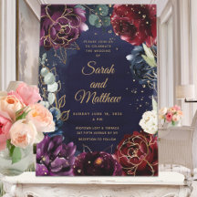 Convite para Casamento de Marinhos Burgundy