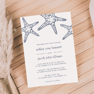 Convite para Casamento de marinhos e Starfish Bran