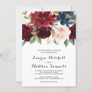 Convite para Casamento de Marinhos Marsala Burgund