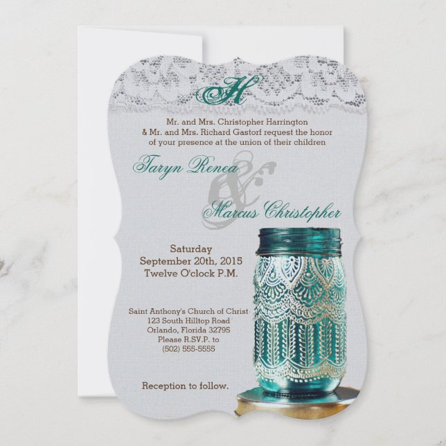 Convite para Casamento de Mason Jar na Rússia, 5x7 (Frente)