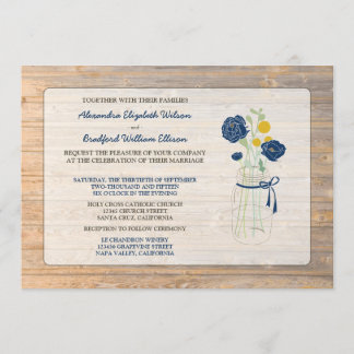 Convite para Casamento de Mason Jar, Rustic Countr