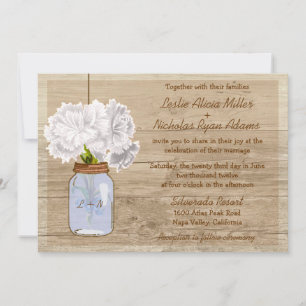 Convite Para Casamento De Mason Jar Rustic De Wood