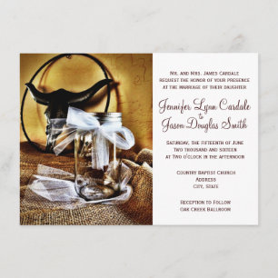 Convite para Casamento de Mason Jar Western Countr