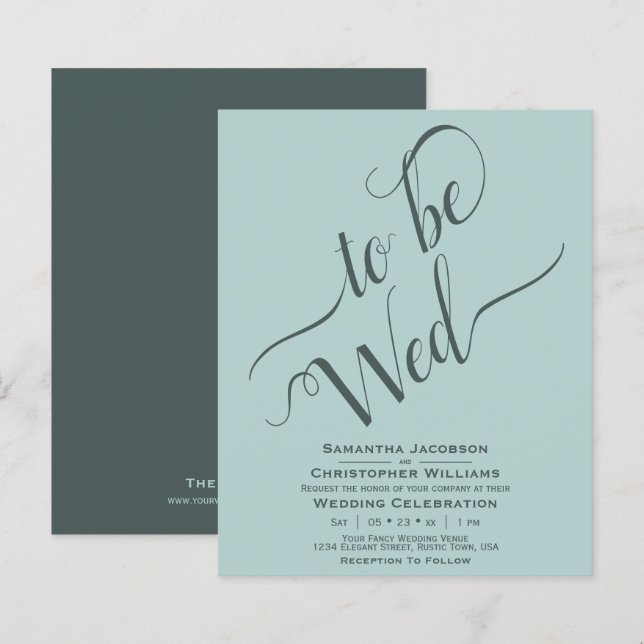 Convite para Casamento de Mint & Teal BUDGET Minim (Frente/Verso)
