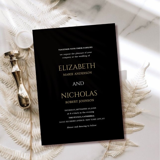 Convite para casamento de modelo preto, branco e o (Criador carregado)