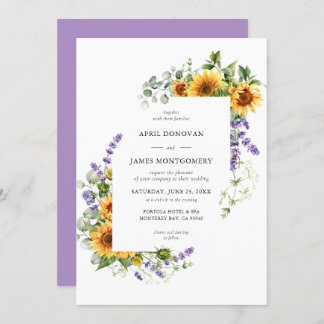 Convite para Casamento de Molas Florais de Girasso