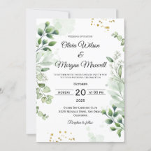 Convite para Casamento de Moldura Chic Greenery