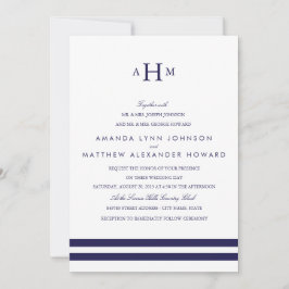Convite para Casamento de Monograma de marinho