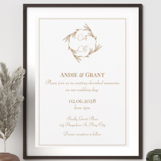 Convite para Casamento de Monograma Dourado Elegan (Criador carregado)